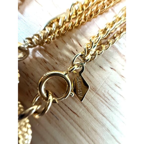 Vintage Sarah Coventry Gold-Tone Multi-Strand Necklace W/ Brown Glass Stones 30" - Picture 11 of 11
